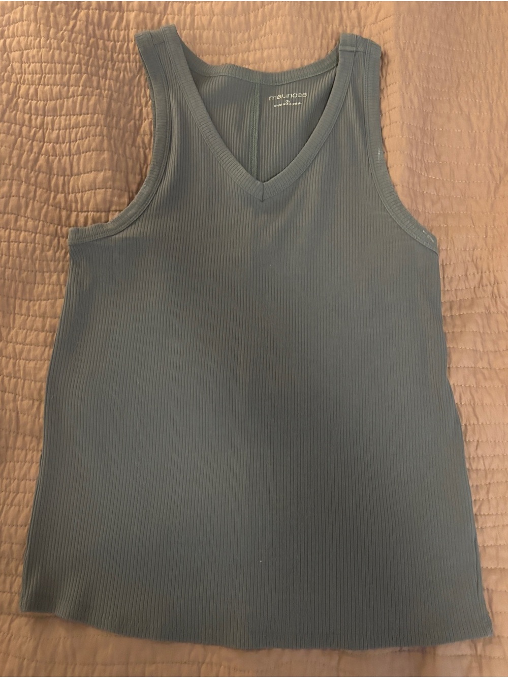 Maurices Highline Ribbed V Neck Tank Top in Dark Gray